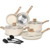 Pots and Pans Set Nonstick, Granite Non Stick Pots and Pan Set 8 Pcs, Non Toxic Pan Sets for Cooking Nonstick Cookware Set