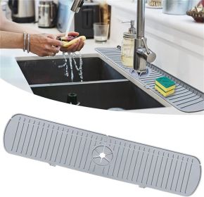 Kitchen Sink Splash Guard Plus Size Silicone Sink Faucet Drying Mat (Color: GRAY, size: S)