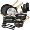 Pots and Pans Set Nonstick, Granite Non Stick Pots and Pan Set 8 Pcs, Non Toxic Pan Sets for Cooking Nonstick Cookware Set