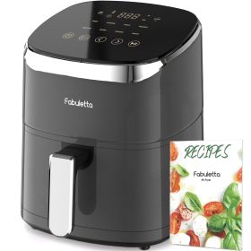 Air Fryer, Fabuletta 4.2QT Air Fryer Oven With 9 Customizable Cooking Programs,Tempered Glass Display, Nonstick Basket (Color: GRAY, Plug Type: us)