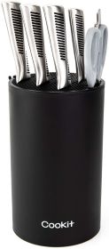 Knife Block Holder; Universal Knife Block without Knives; Unique Double-Layer Wavy Design; Round Black Knife Holder for Kitchen; Space Saver Knife Sto (Default: Default)